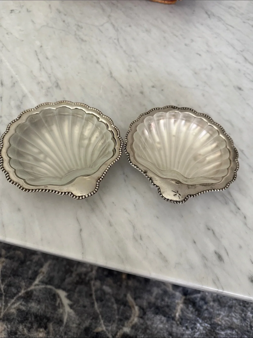 Vintage Celtic Made in England English Silver Plated Shell Trinket Set